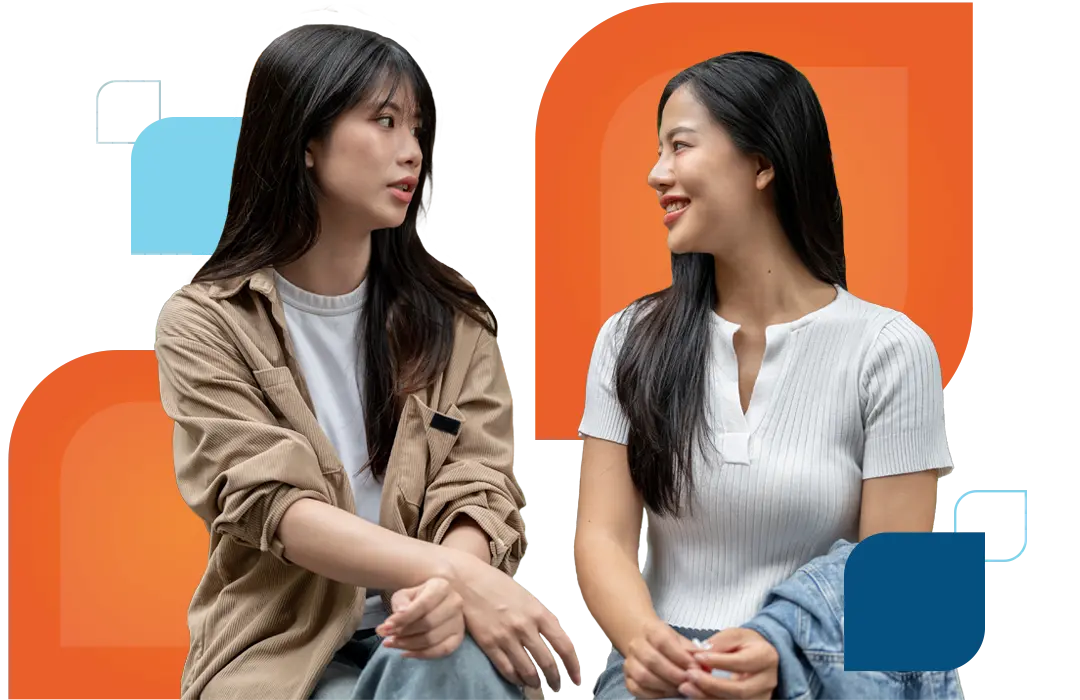 two women talking to each other